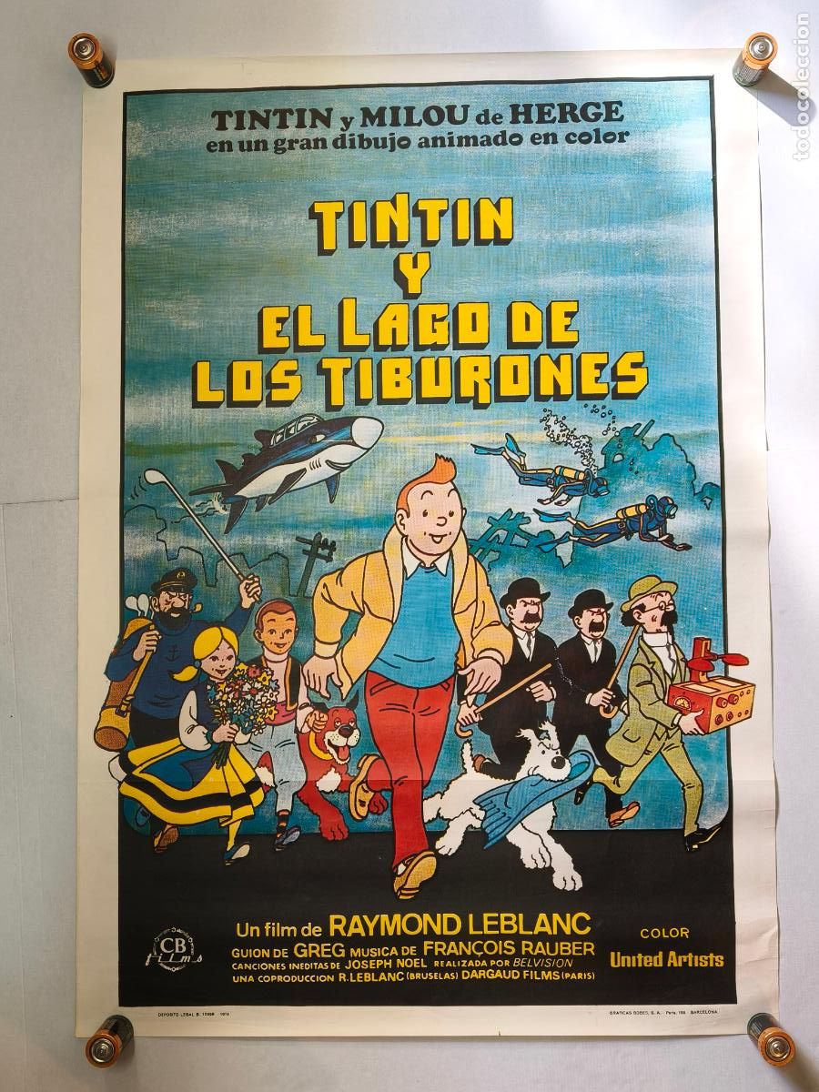 Cine: TINTIN Y EL LAGO DE LOS TIBURONES CARTEL DE CINE 1974