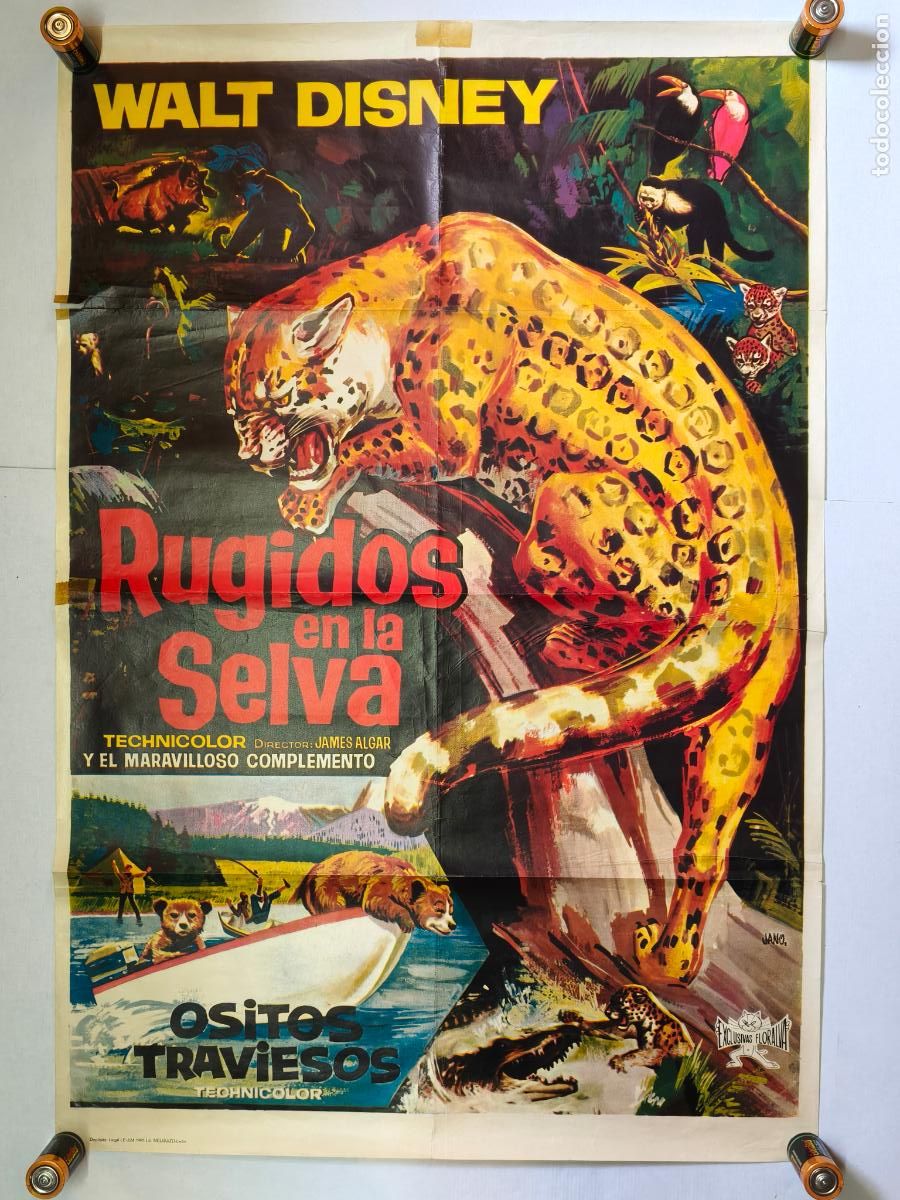 Cine: WALT DISNEY RUGIDOS EN LA SELVA CARTEL DE CINE 1965