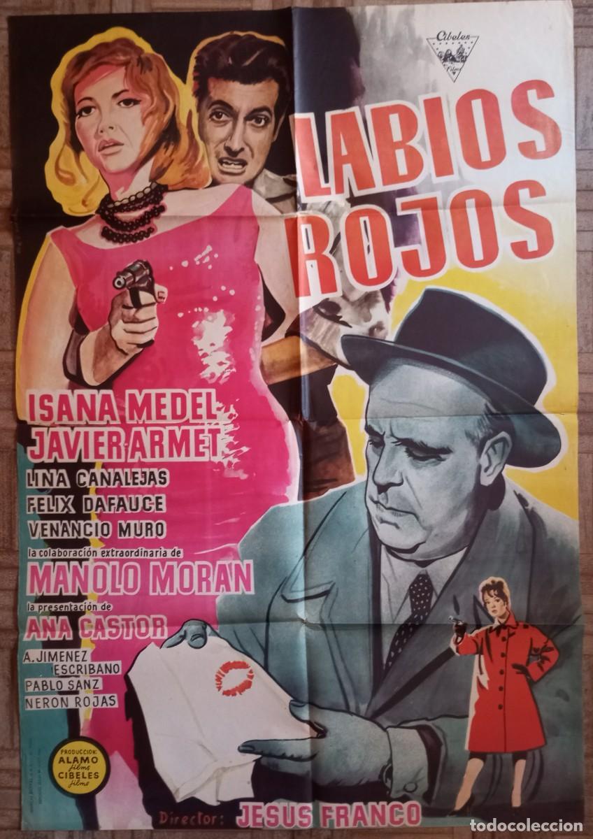 Cine: LABIOS ROJOS. POSTER ESTRENO. JES&Uacute;S FRANCO. MANOLO MOR&Aacute;N, ISANA MEDEL, JAVIER ARMET