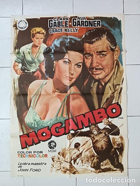 Cine: VKD 2307 MOGAMBO CLARK GABLE AVA GARDNER JOHN FORD GRACE KELLY JANO POSTER ORIG 70X100 ESPA&Ntilde;OL