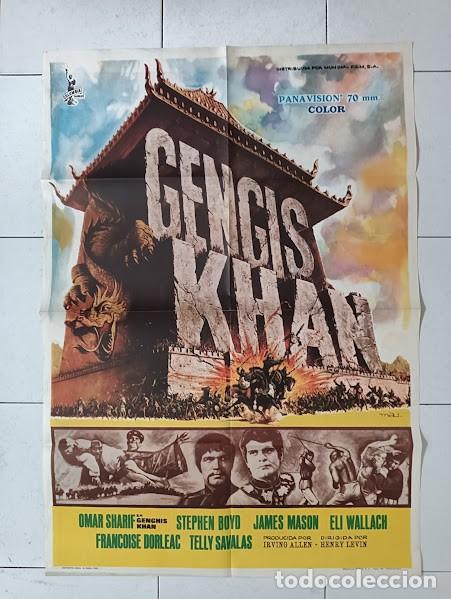Cine: SMP 2312 GENGIS KHAN STEPHEN BOYD OMAR SHARIF JAMES MASON POSTER ORIGINAL 70X100 ESTRENO raro