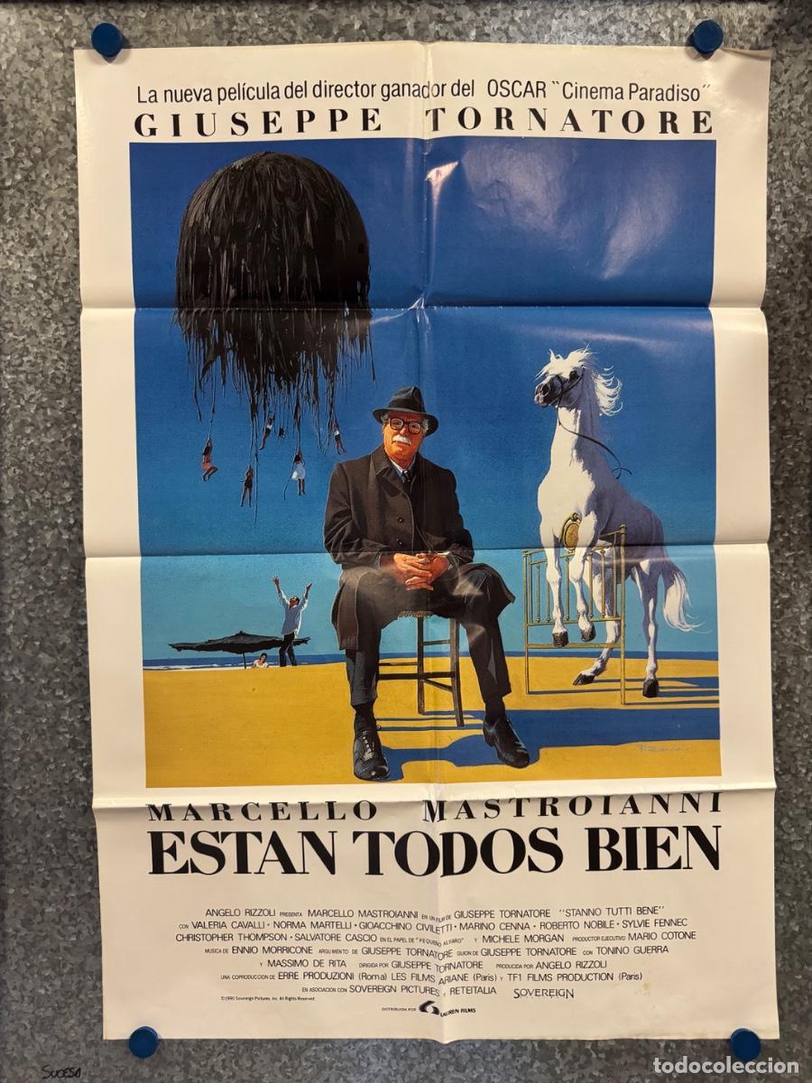 Cine: Estan todos bien, Marcello Mastroianni, Valeria Cavalli, A&ntilde;o 1990, POSTER ORIGINAL