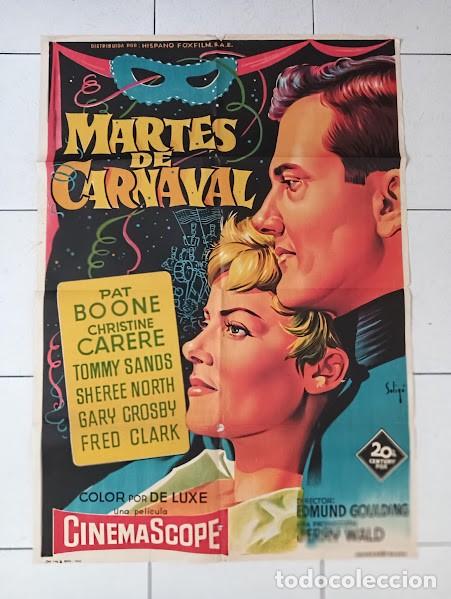 Cine: SMP 2334 MARTES DE CARNAVAL PAT BOONE SOLIGO POSTER ORIGINAL ESTRENO 70X100 LITOGRAFIA
