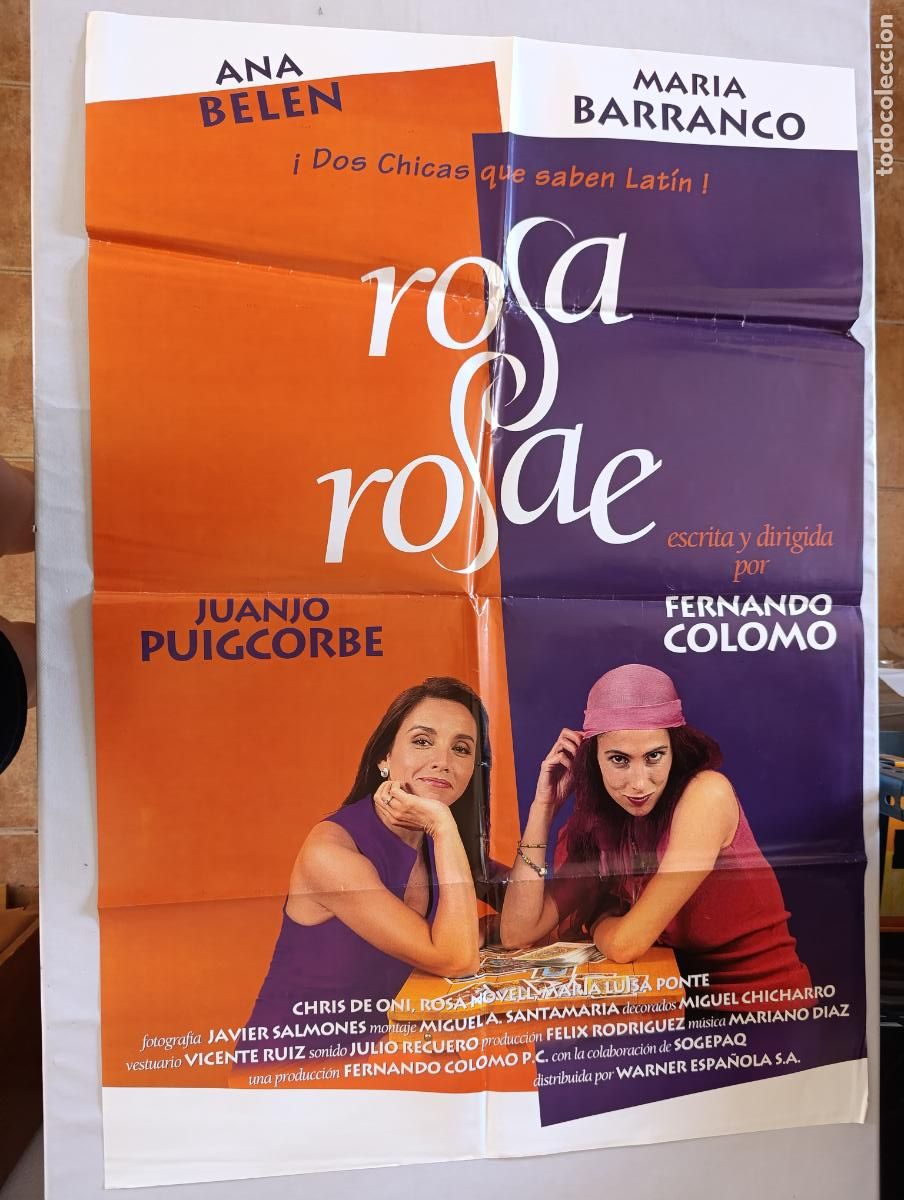 Cine: POSTER ORIGINAL ROSA ROSAE - 99 X 68 CM - ANA BELEN, MARIA BARRANCO (387)