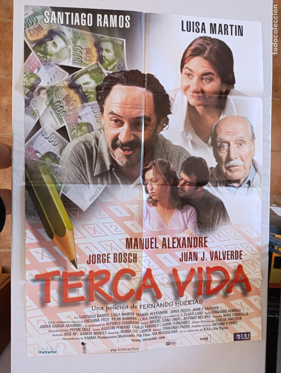 Cine: POSTER ORIGINAL TERCA VIDA - 97 X 68 CM - SANTIAGO RAMOS (385)