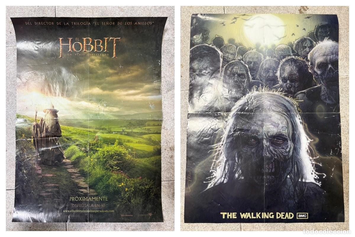 Cine: DOBLE POSTER DE CINE - EL HOBBIT / THE WALKING DEAD - MEDIDAS APROX.: 57 X 41 CM.