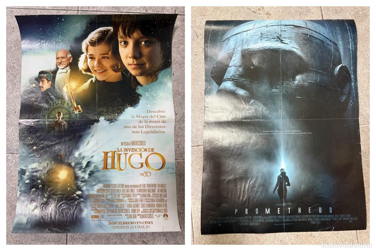 Cine: DOBLE POSTER DE CINE - LA INVENCI&Oacute;N DE HUGO / PROMETHEUS - MEDIDAS APROX.: 57 X 41 CM.