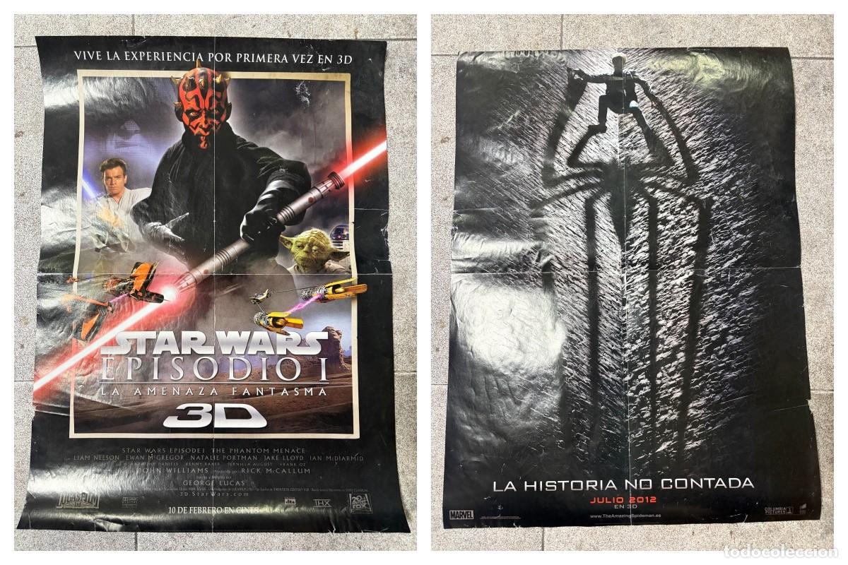 Cine: DOBLE POSTER DE CINE - STAR WARS EPISODIO I / THE AMAZING SPIDERMAN - MEDIDAS APROX.: 57 X 41 CM.