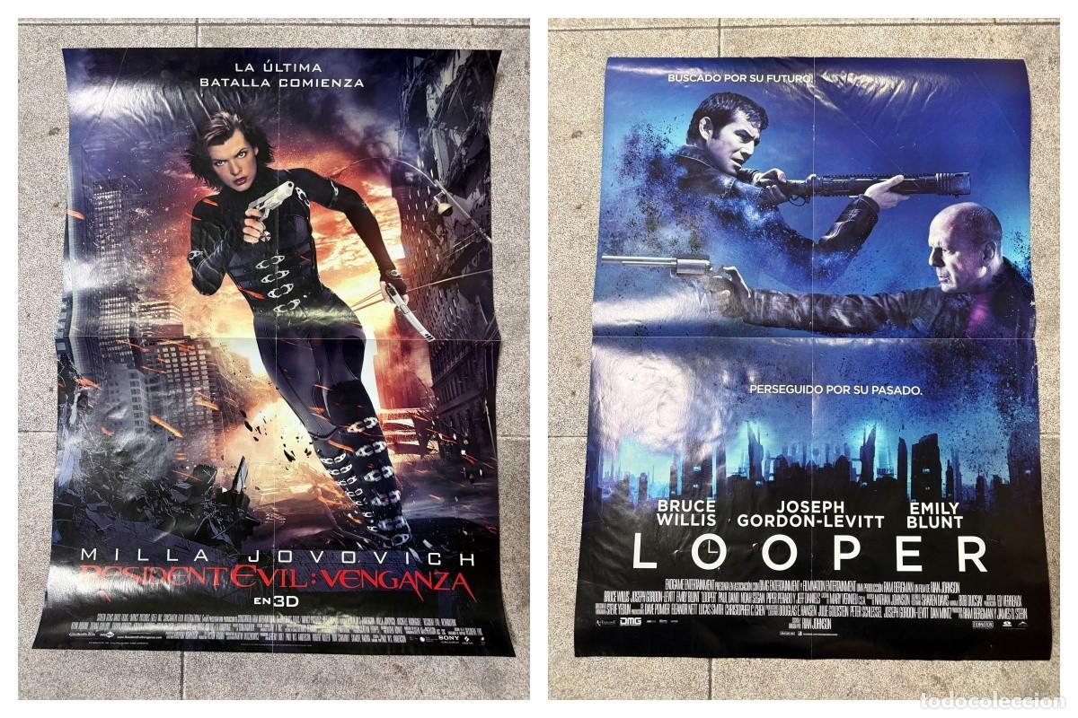 Cine: DOBLE POSTER DE CINE - RESIDENT EVIL: VENGANZA / LOOPER - MEDIDAS APROX.: 57 X 41 CM.