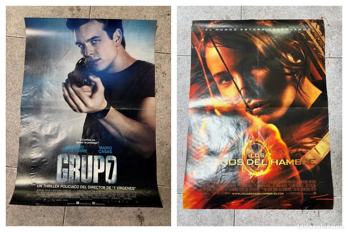 Cine: DOBLE POSTER DE CINE - GRUPO 7 / LOS JUEGOS DEL HAMBRE - MEDIDAS APROX.: 57 X 41 CM.