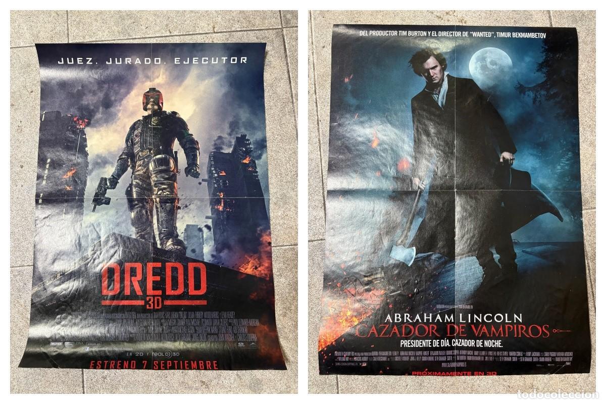 Cine: DOBLE POSTER DE CINE - DREDD / ABRAHAM LINCOLN CAZADOR DE VAMPIROS - MEDIDAS APROX.: 57 X 41 CM.