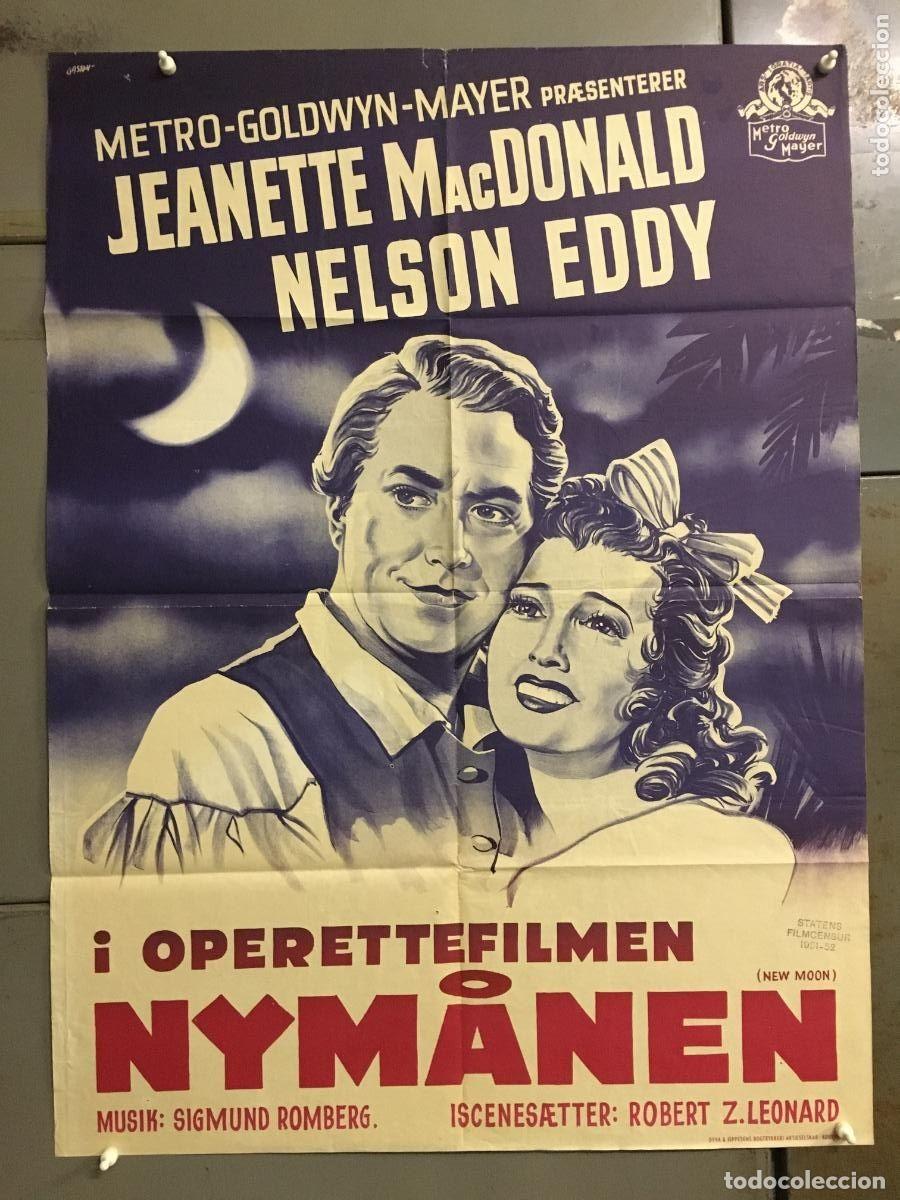 Cine: PJE 0265 LUNA LLENA JEANETTE MACDONALD NELSON EDDY POSTER ORIGINAL DANES 62X84 LITOGRAFIA