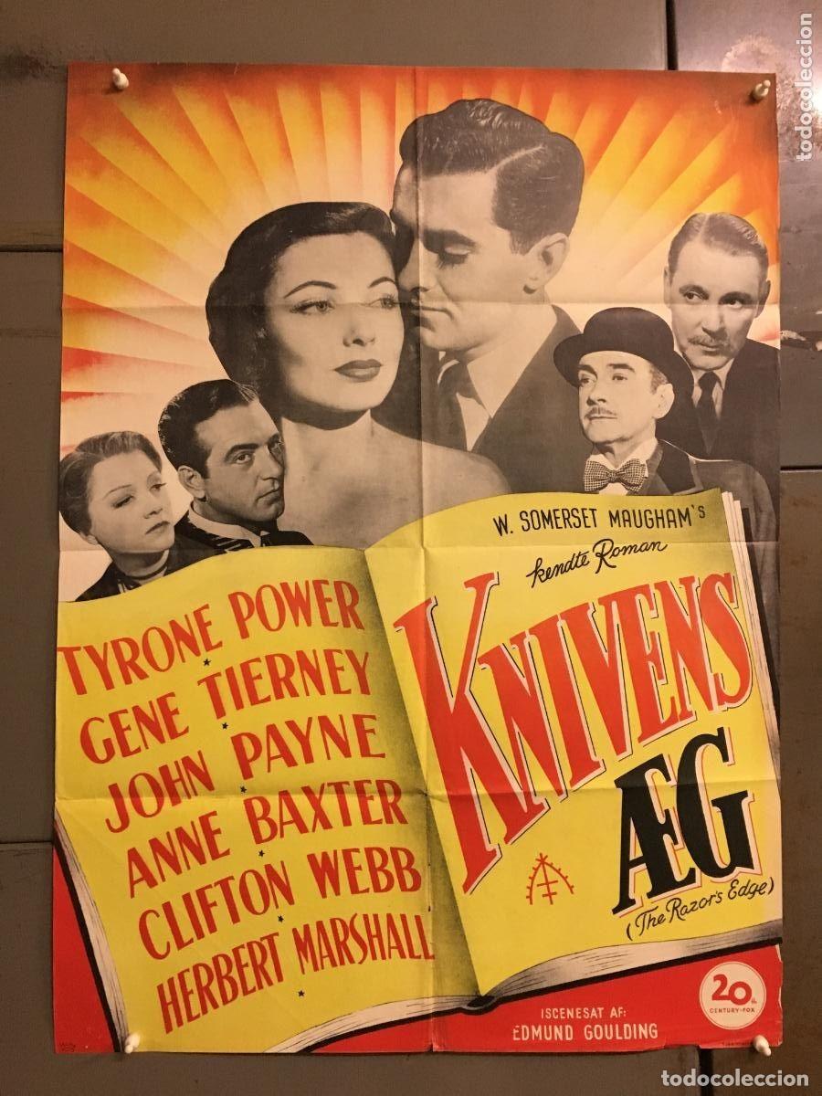 Cine: PJE 0266 EL FILO DE LA NAVAJA TYRONE POWER GENE TIERNEY POSTER ORIGINAL DANES 62X84 LITOGRAFIA