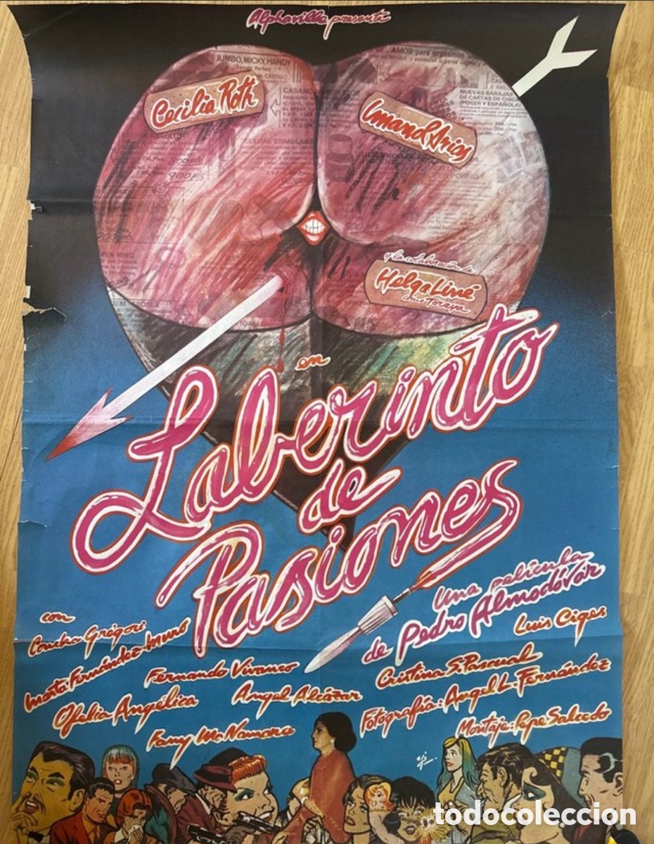 Cine: LABERINTO DE PASIONES PEDRO ALMODOVAR IVAN ZULUETA POSTER ORIGINAL ESTRENO 70 X 100