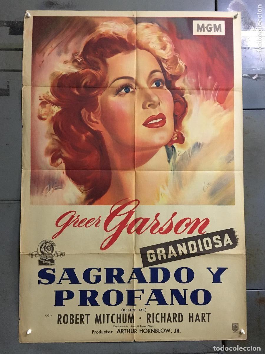 Cine: PJE 0428 DESIRE ME GREER GARSON ROBERT MITCHUM POSTER ORIGINAL ARGENTINO 75X110 LITOGRAFIA