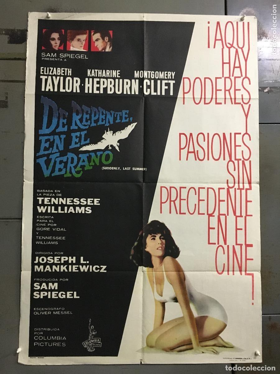 Cine: PJE 0433 DE REPENTE EL ULTIMO VERANO ELIZABETH TAYLOR CLIFT HEPBURN POSTER ORIGINAL ARGENTINO 75X110