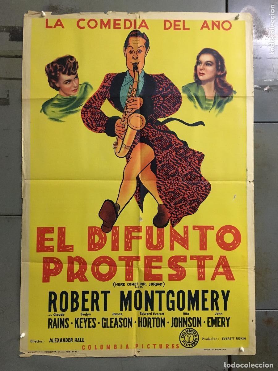 Cine: PJE 0434 EL DIFUNTO PROTESTA ROBERT MONTGOMERY POSTER ORIGINAL ARGENTINO 75X110 LITOGRAFIA