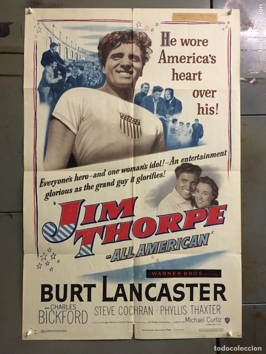 Cine: PJE 0439 JIM THORPE ALL AMERICAN BURT LANCASTER OLIMPIADAS ATLETISMO POSTER ORIGINAL USA 70x105