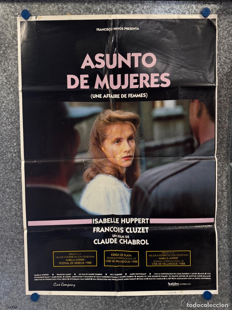 Cine: Asunto de mujeres, Isabelle Huppert , Francois Cluzet, A&ntilde;o 1989, POSTER ORIGINAL