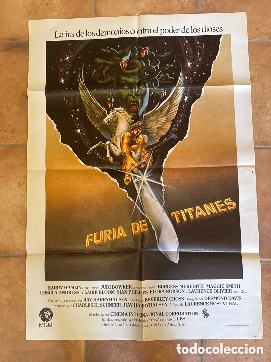Cin&eacute;ma: FURIA DE TITANES RAY HARRYHAUSEN HARRY HAMLIN POSTER ORIGINAL 70X100 ESTRENO