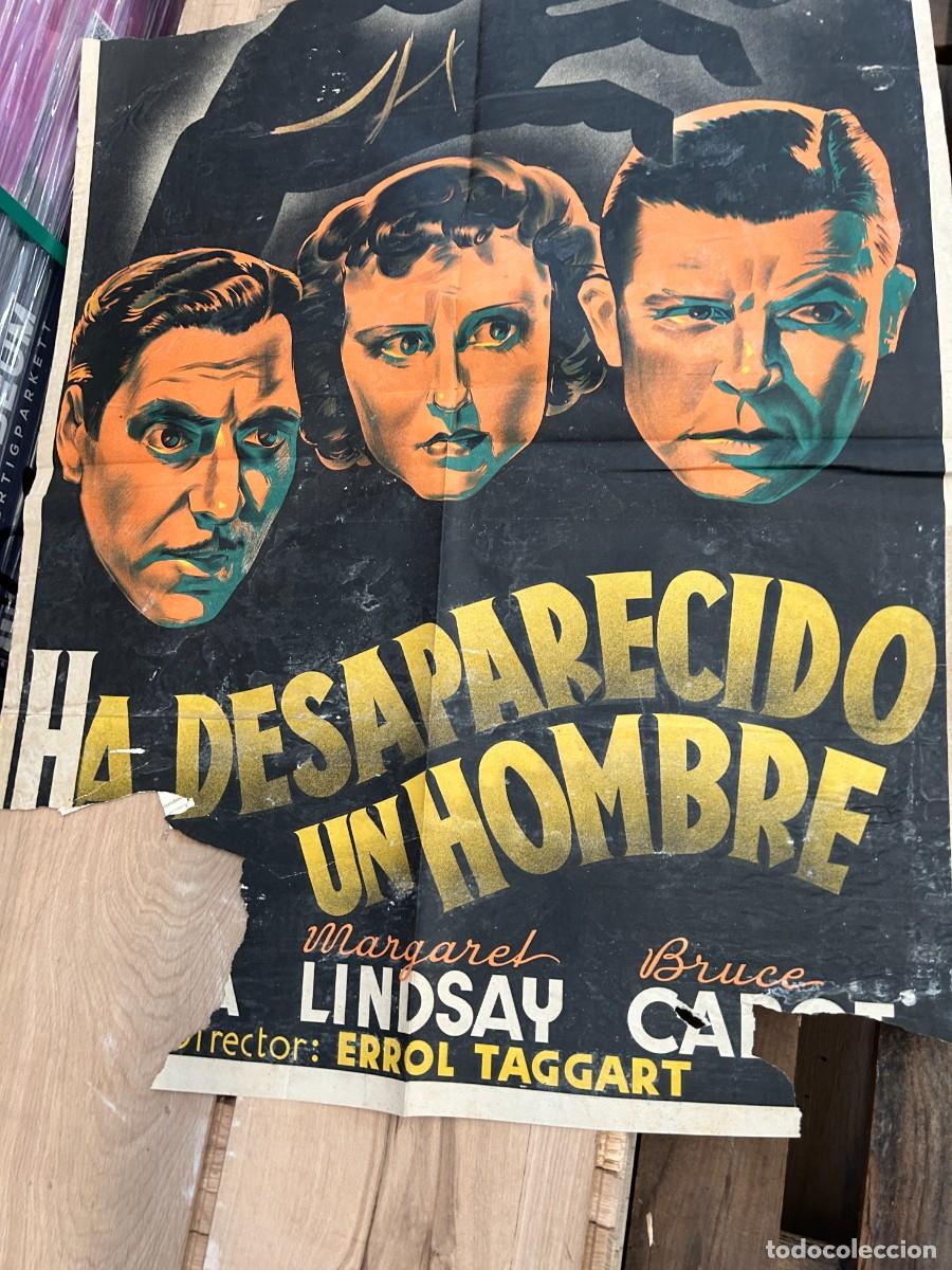 Cine: HA DESAPARECIDO UN HOMBRE CARTEL 1,00X0,70 DIBUJADO A MANO CPOMO SE VE