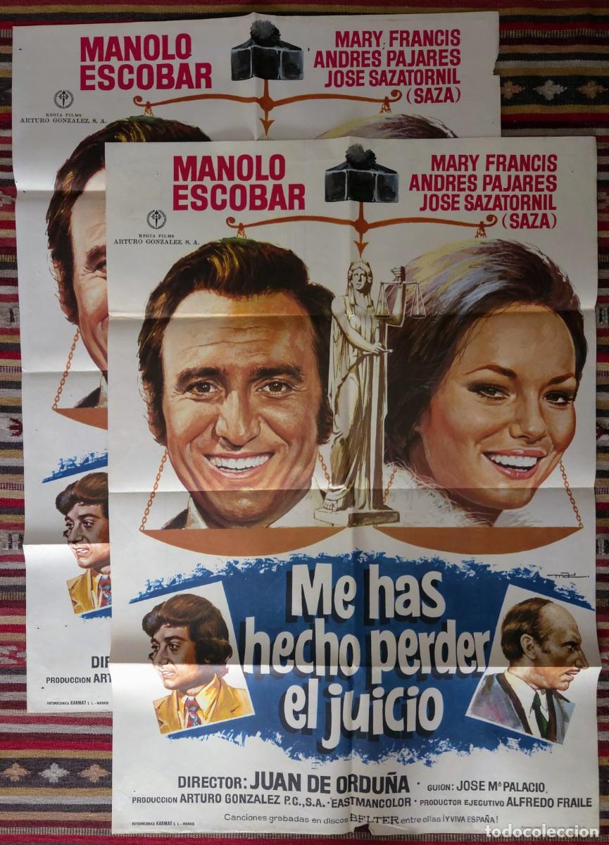 Cine: Lote cine Me has hecho perder el juicio (1973) 2 carteles + 11 fotocromos Manolo Escobar
