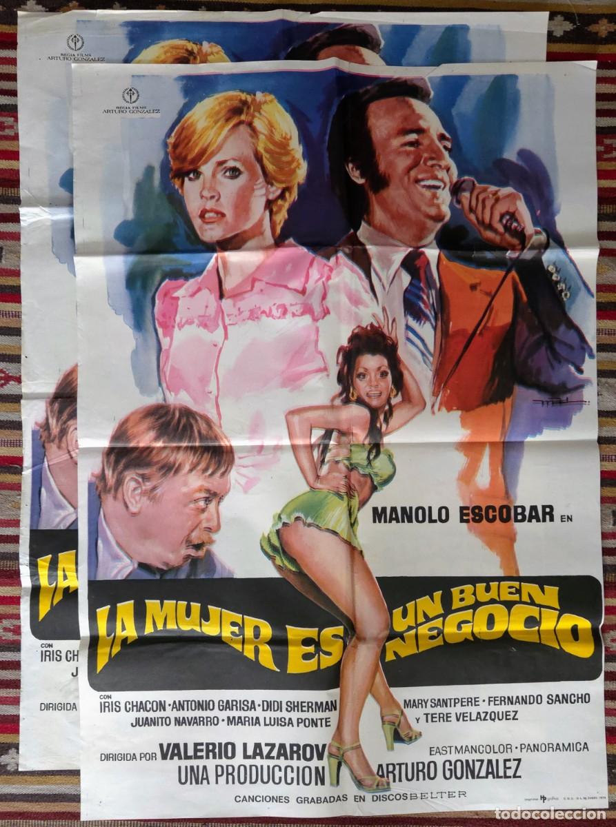 Cinema: Dos carteles originales La mujer es un buen negocio (1976) Manolo Escobar