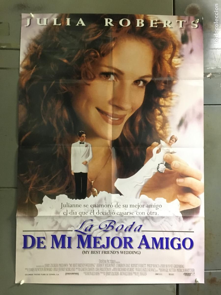Cine: AFF85 LA BODA DE MI MEJOR AMIGO JULIA ROBERTS CAMERON DIAZ POSTER ORIGINAL ESTRENO 70X100 H2
