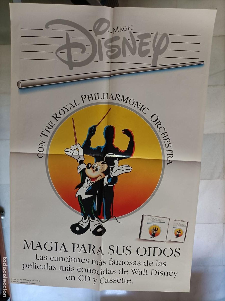 Cine: POSTER ORIGINAL WALT DISNEY. THE ROYAL PHILHARMONIC ORCHESTRA, MAGIA PARA SUS OIDOS.94X64CM.