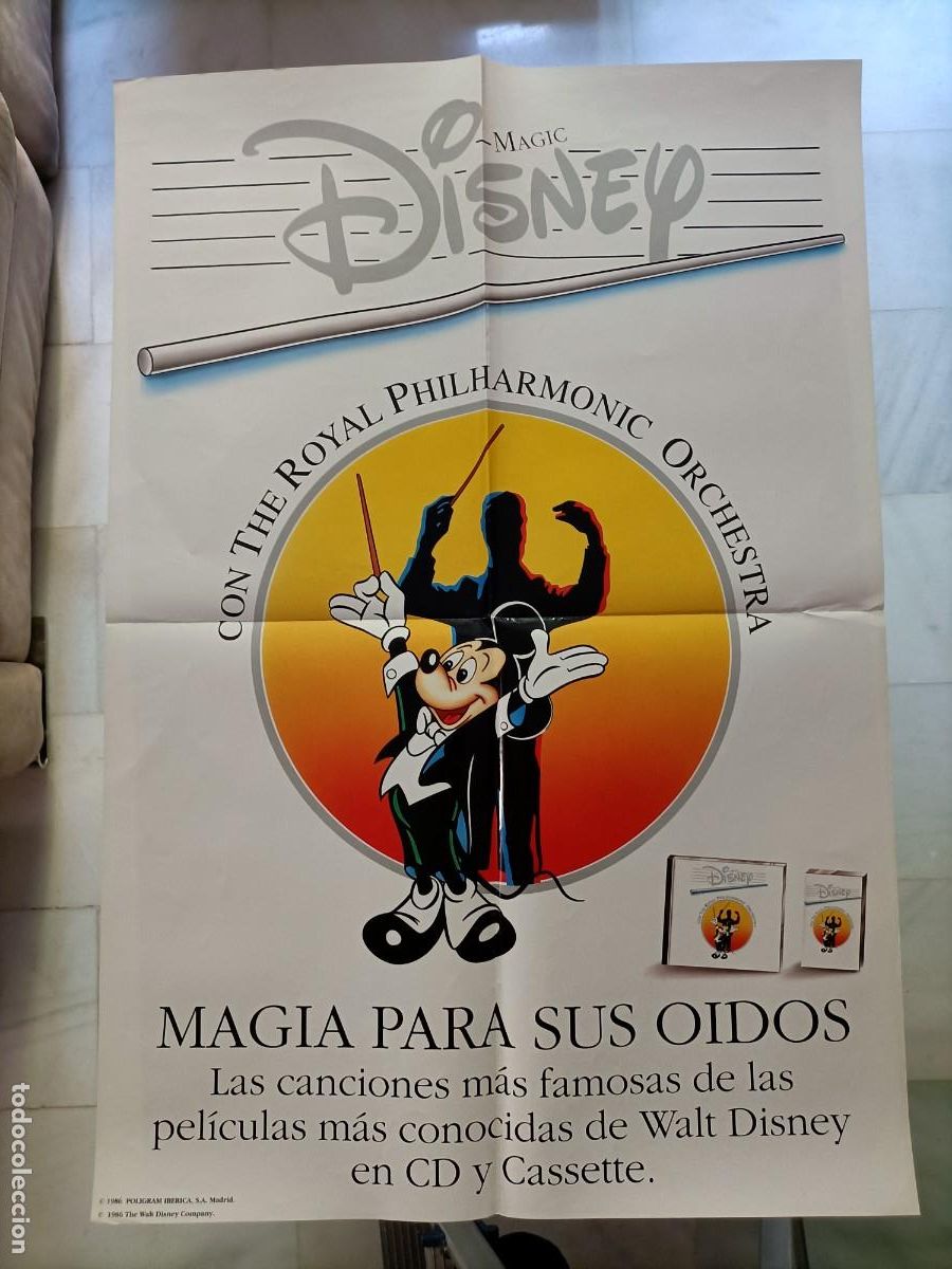 Cine: POSTER ORIGINAL WALT DISNEY. THE ROYAL PHILHARMONIC ORCHESTRA, MAGIA PARA SUS OIDOS.94X64CM.
