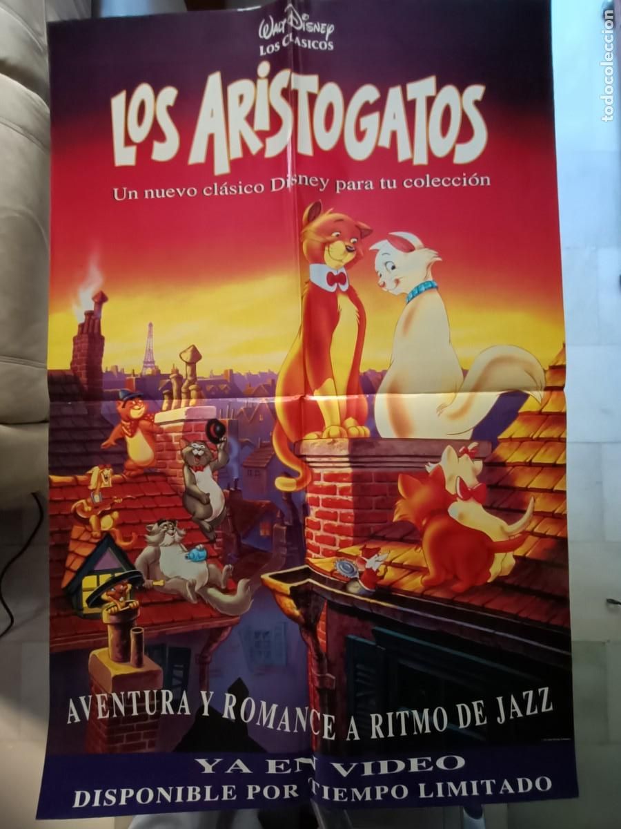Cine: POSTER ORIGINAL WALT DISNEY. DE LA PEL&Iacute;CULA. LOS ARISTOGATOS. 95X63CM. N&ordm; 2