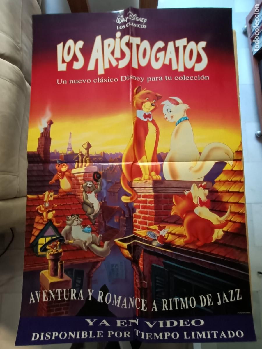 Cine: POSTER ORIGINAL WALT DISNEY. DE LA PEL&Iacute;CULA. LOS ARISTOGATOS. 95X63CM. N&ordm; 3