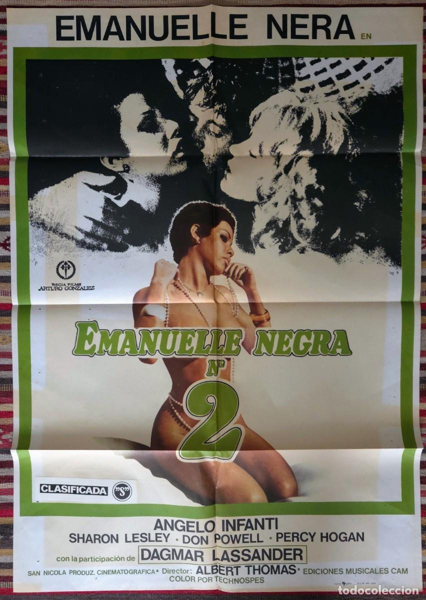 Cine: Cartel cine Emanuelle Negra N&ordm; 2 1978 estreno espa&ntilde;ol culto erotico Angelo Infanti
