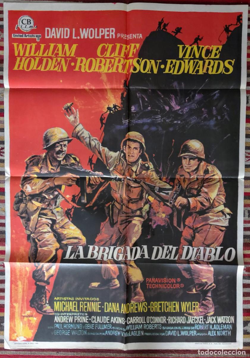 Kino: Cartel cine original La Brigada del Diablo 1968 William Holden b&eacute;lico estreno