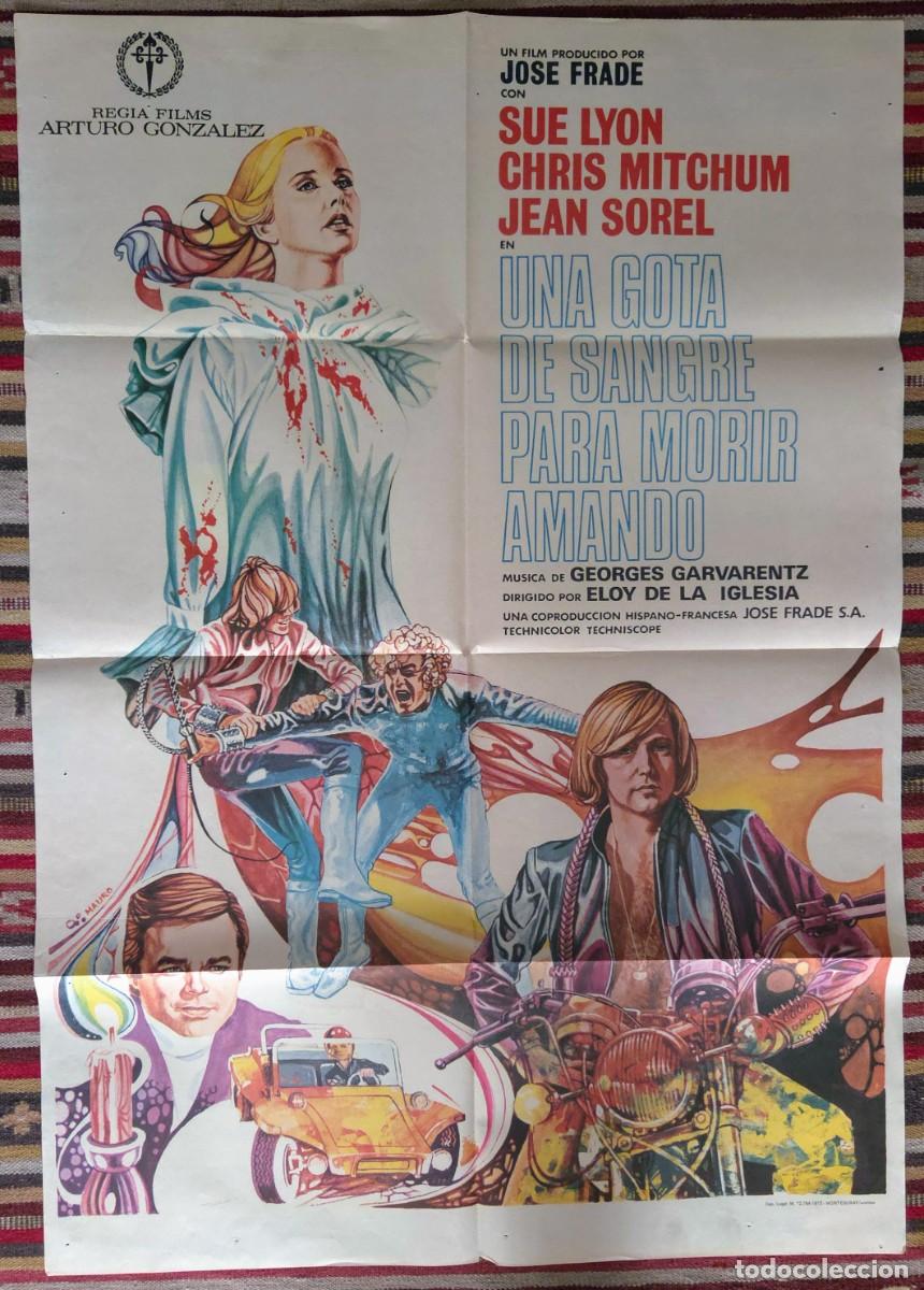 Cine: Cartel original Una gota de sangre para morir amando (1973) firmado por Mauro