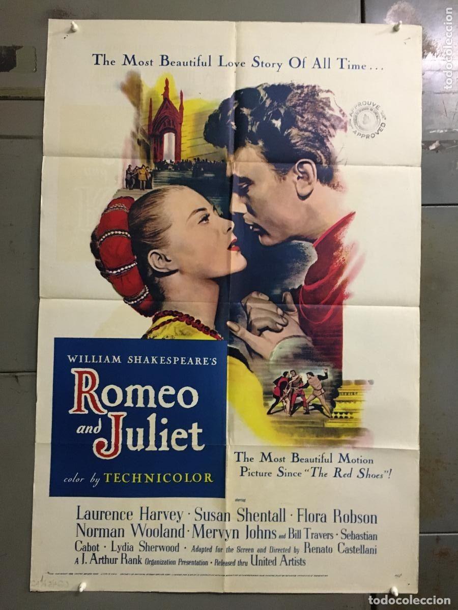 Cine: PJE 0453 ROMEO Y JULIETA LAURENCE HARVEY SUSAN SHENTALL SHAKESPEARE POSTER ORIGINAL USA 70X105
