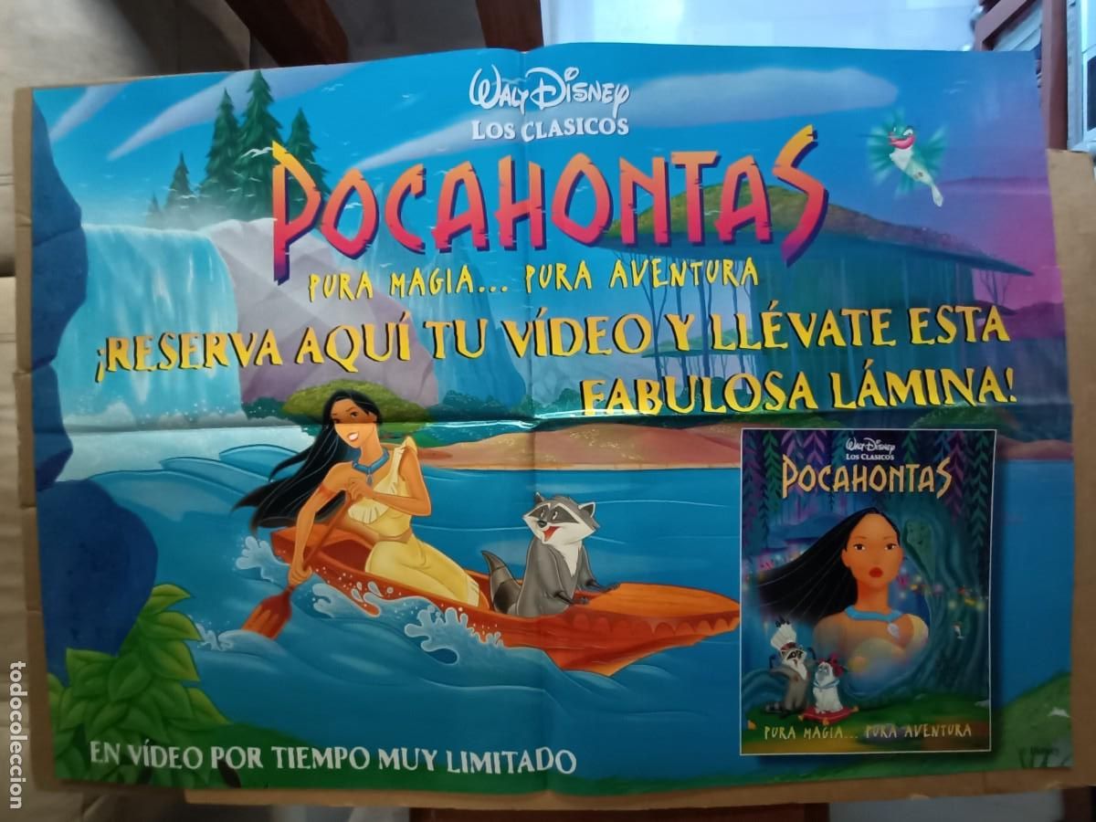 Cine: POSTER ORIGINAL WALT DISNEY. DE LA PEL&Iacute;CULA, POCAHONTAS. 98X 68 CM. APAISADO.