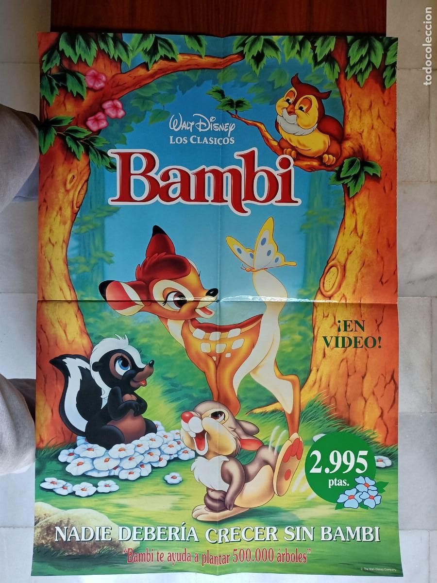 Cine: POSTER ORIGINAL WALT DISNEY. DE LA PEL&Iacute;CULA, BAMBI. 95X 64 CM. 3&ordm;