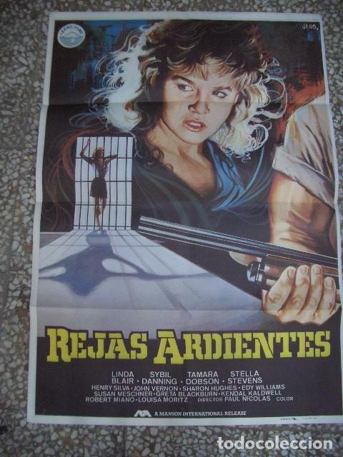 Cine: P&oacute;ster original de cine 70x100xm Rejas ardientes. Linda Blair, John Vernon, Sybil Danning A&Ntilde;O 1984