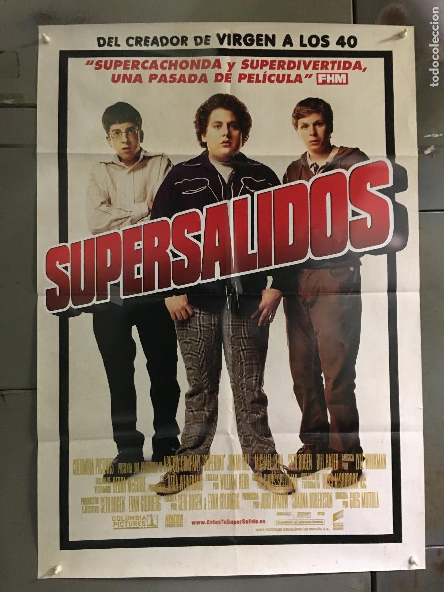 Cinema: AFF98 SUPERSALIDOS SETH ROGEN JONAH HILL CHRISTOPHER MINTZ-PLASSE POSTER ORIGINAL ESTRENO 70X100 h0
