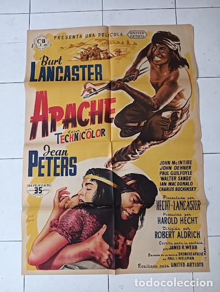 Cine: SMP 2360 APACHE BURT LANCASTER JEAN PETERS JOSE MARIA POSTER ORIGINAL 70X100 ESTRENO LITOGRAFIA