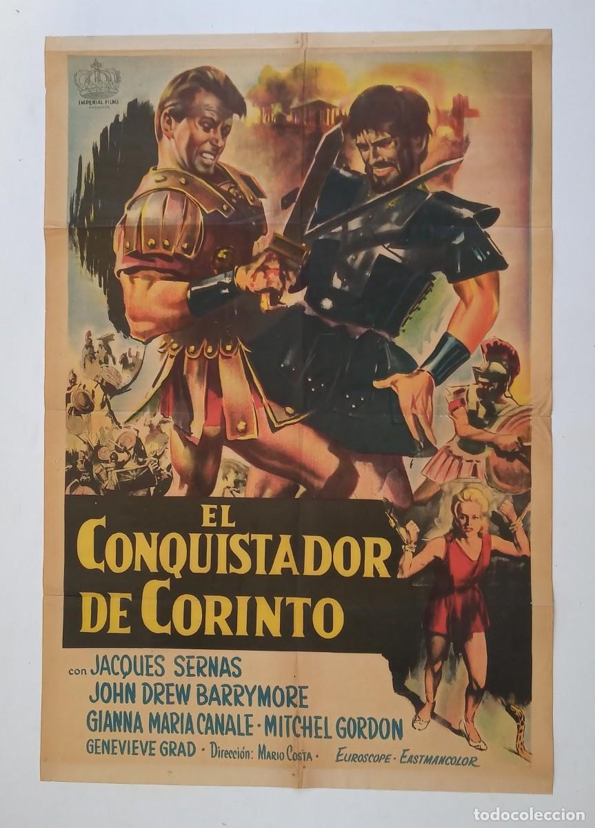 Cin&eacute;ma: LA DESTRUCCION DE CORINTO cartel argentino 110 x 75 cm litografico PEPLUM JACQUES SERNAS BARRYMORE