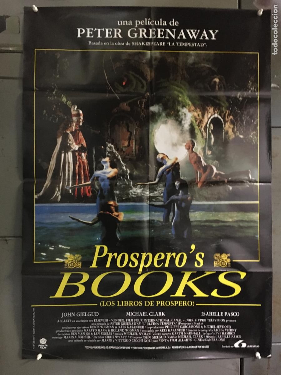Cine: AFB26 LOS LIBROS DE PROSPERO / PROSPEROS BOOKS PETER GREENAWAY POSTER ORIGINAL 70X100 ESTRENO h0