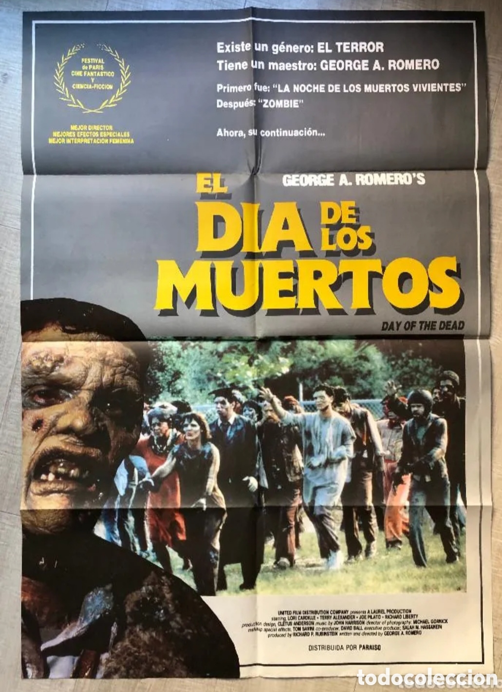 Cine: EL DIA DE LOS MUERTOS GEORGE ROMERO POSTER ORIGINAL 70X100