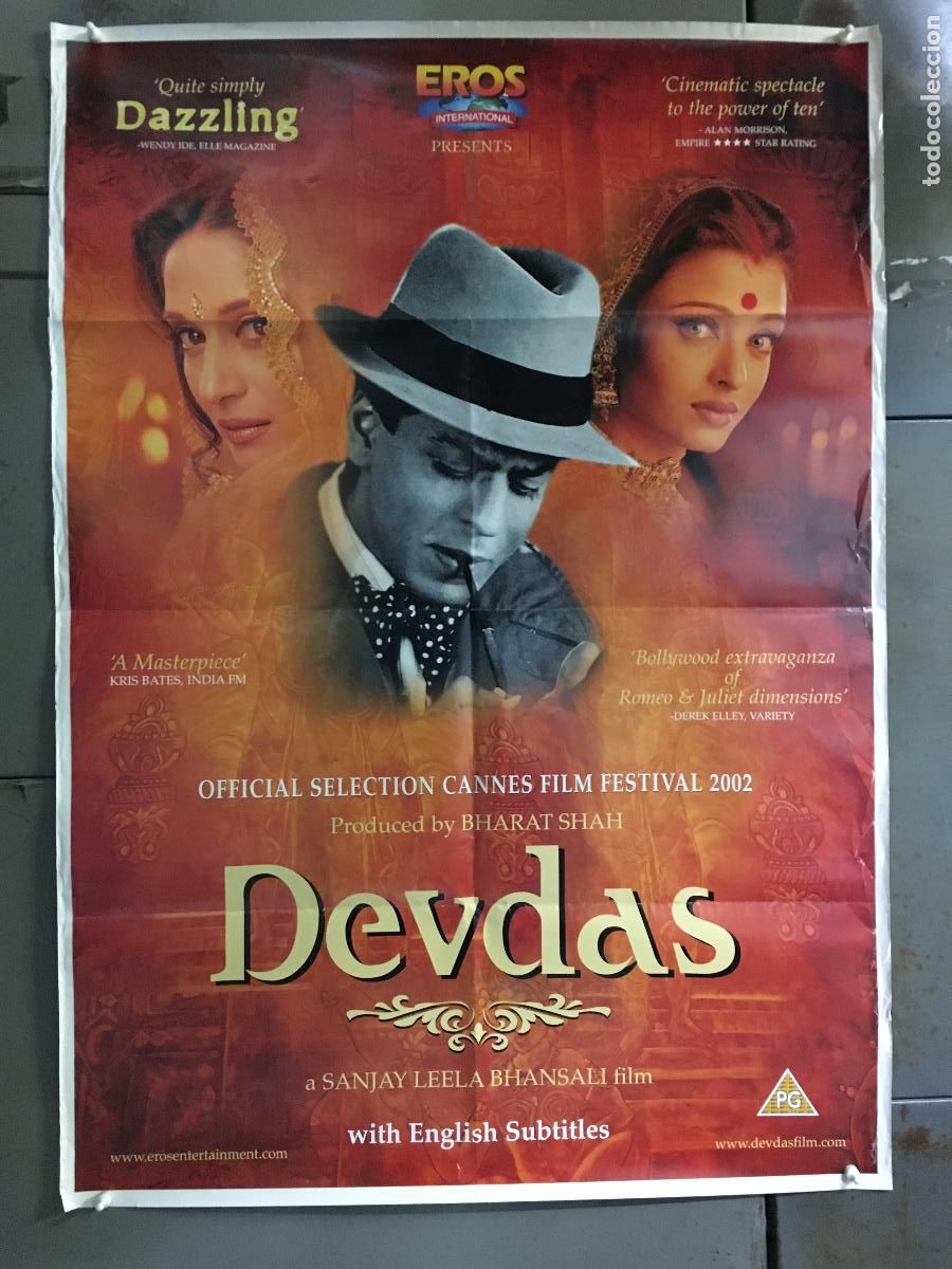 Cine: AFG22 DEVDAS SANJAY LEELA BHANSALI BOLLYWOOD POSTER ORIGINAL 70X100 ESTRENO h0