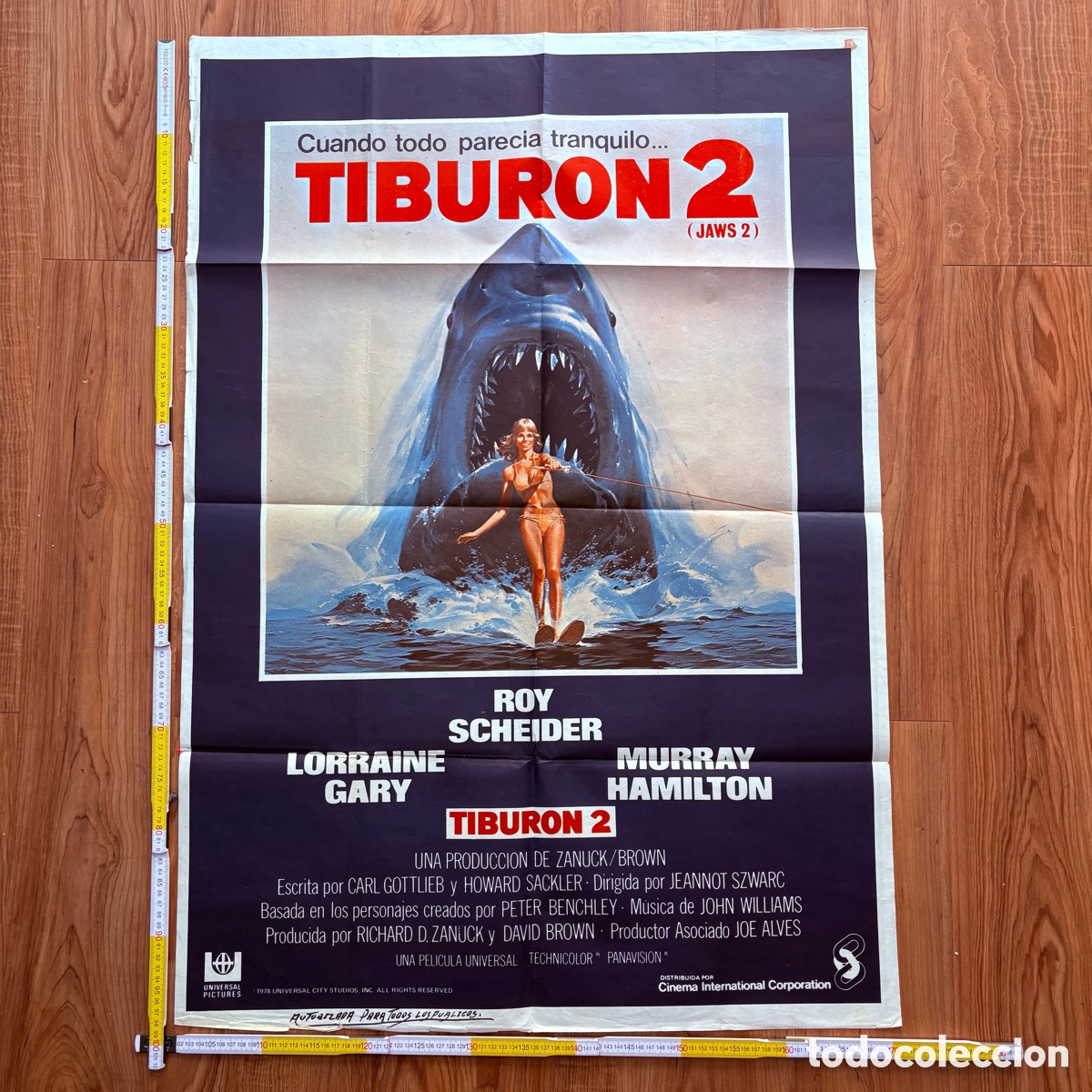 Cine: poster cartel original del estreno en cines espa&ntilde;oles de la pelicula tiburon 2 jaws