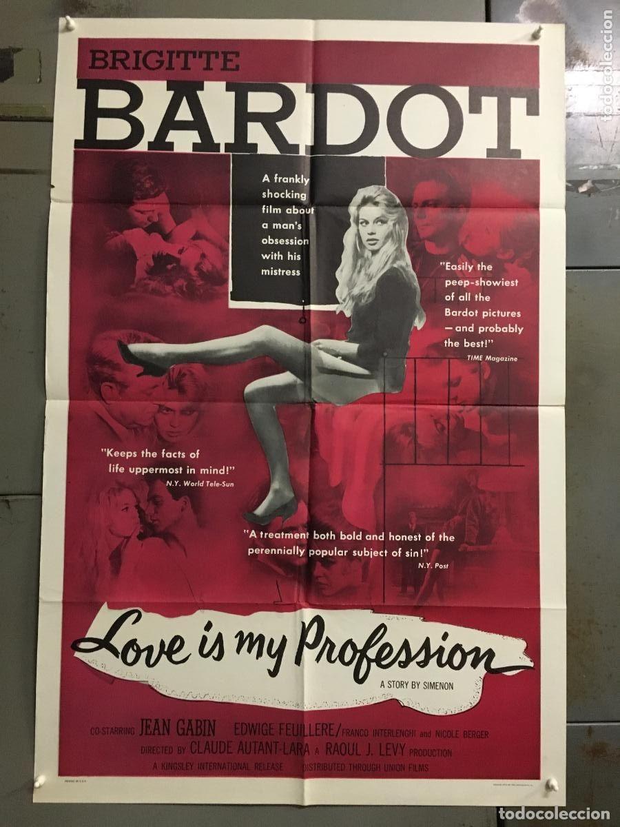 Cine: PJE 0459 LOVE IS MY PROFESSION CAS DE MALHEUR BRIGITTE BARDOT SIMENON POSTER ORIGINAL USA 70X105