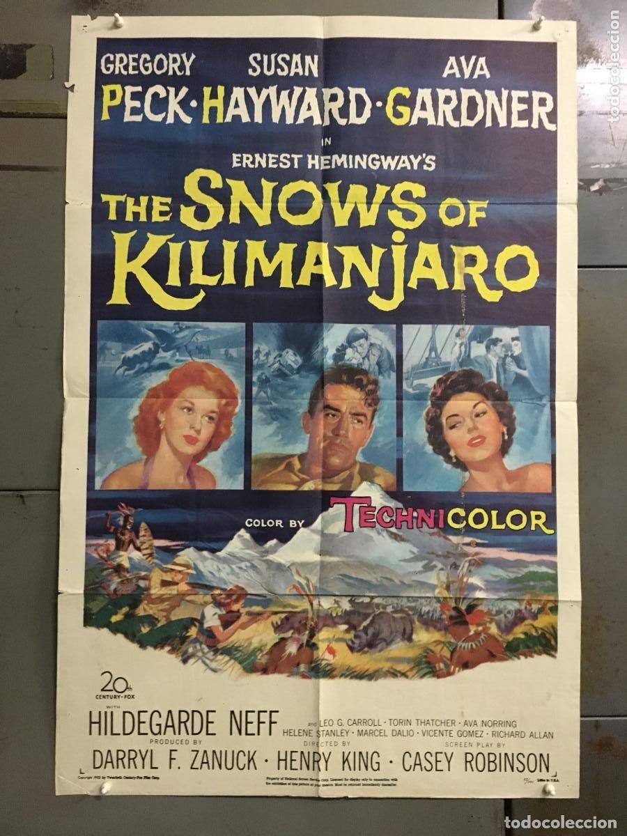 Cine: PJE 0462 LAS NIEVES DE KILIMANJARO AVA GARDNER GREGORY PECK SUSAN HAYWARD POSTER ORIGINAL USA 70X10