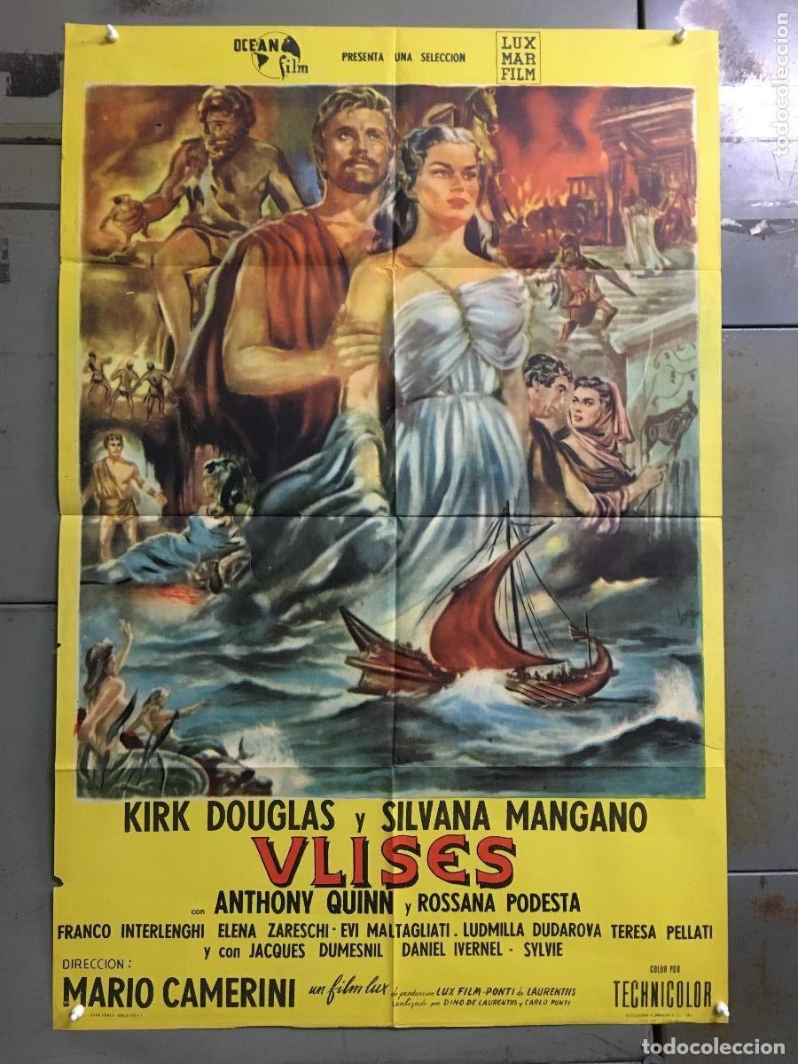 Cine: PJE 0464 ULISES KIRK DOUGLAS SILVANA MANGANO POSTER ORIGINAL 75X110 ARGENTINO LITOGRAFIA