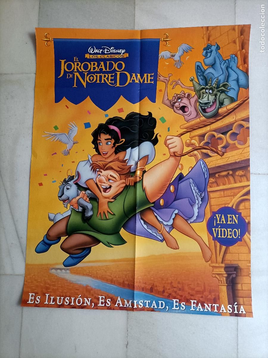 Cine: POSTER ORIGINAL WALT DISNEY. DE LA PEL&Iacute;CULA, EL JOROBADO DE NOTRE DAME. 82X63. &Uacute;NICO A VENTA